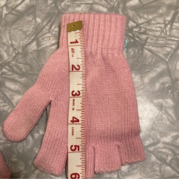 Hello Kitty Knit Gloves, fingerless flip-top pink and white gloves - Picture 8 of 11